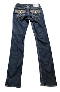 True Religion Y2K Straight Jeans With Embellished Flap Pockets Women's Size 26 - Picture 1 of 8