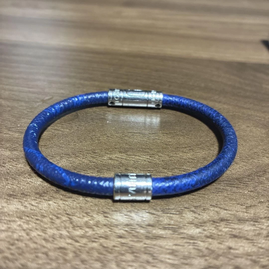 Louis Vuitton bracelet navy ルイヴィトン ネイビー Digit Bracelet Damier Graphite Canvas - Men - Fashion Jewelry