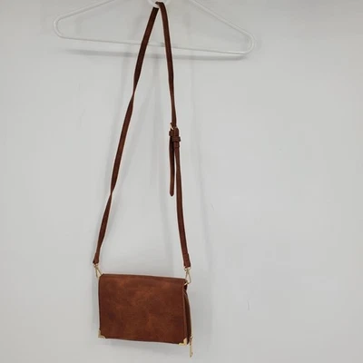 Urban Expressions Brown and Gold Hardware Crossbody Small Purse Bag - Image 1 of 4