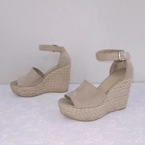 Stuart Weitzman Espadrille Wedge Sandals Women 9.5 SohoJute Platform Heels Pumps - Picture 1 of 10