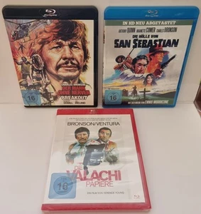 GUNS FOR SAN SEBASTIAN+BREAKOUT+THE VALACHI PAPERS = 3x Charles Bronson Blu-Rays - Imagen 1 de 11