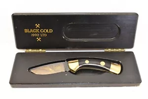 Boker Black Gold 1992 LTD Etched Lockback Knife With Box - Picture 1 of 7