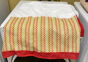 Waverly KING Bed Skirt Dust Ruffle Green Coral Red Stripes  - Picture 1 of 2