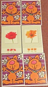 BN in Packet 6 Quality Card NOTELETS - 4 of PUSSIES, 2 of POPPIES - New. - Picture 1 of 4