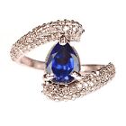 185Ct Pear Shape Aa Natural Royal Blue Tanzanite Anniversary Ring In 925 Silver