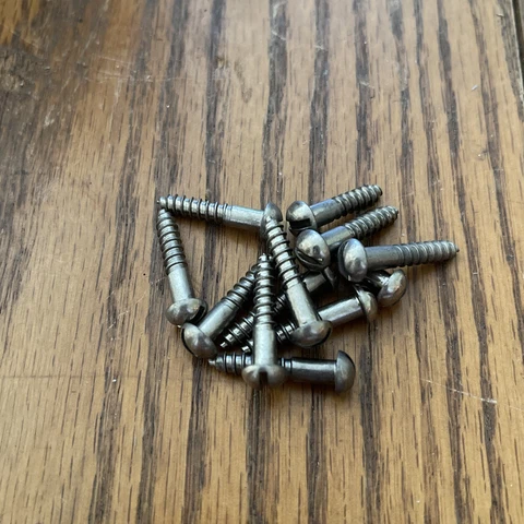 Antique Wood Screws Round Head Slotted # 8 X 7/8 Nickel Over Brass Cover