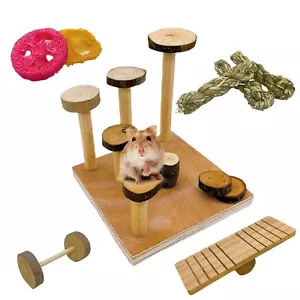 Wooden Hamster Platform Hamster Activity Playground Hamster Seesaw Climbing T... - Picture 1 of 8