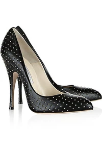 Brian Atwood Starlet Black Studded Leather ~ UK 7.5 / EU 40.5 / US 10.5 - Picture 1 of 12