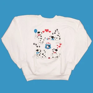 Vintage Dalmatian Dog Puppy Sweatshirt size Medium White Made in Canada - Picture 1 of 4