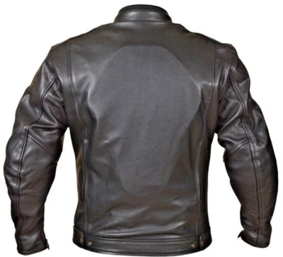 Herren Motorradjacke Leder Schwarz Bikerjacke mit Protektoren A1 Super Qualität  - Bild 1 von 3