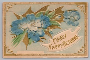 Postcard Many Happy Returns Embossed Greetings Posted Elmwood Wisconsin - Picture 1 of 2