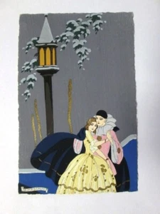 Beautiful Pochoir Vintage Postcard By G. Meschini - Picture 1 of 3