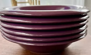 SET OF 6 Vintage GIBSON CHINA EVERYDAY STONEWARE PURPLE PLUM 8.25" BOWLS - Picture 1 of 2