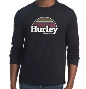 Camiseta Hurley Rise & Jam Negra Cuello Redondo Mangas Largas Sol Naciente Gráfico Talla M - Imagen 1 de 3