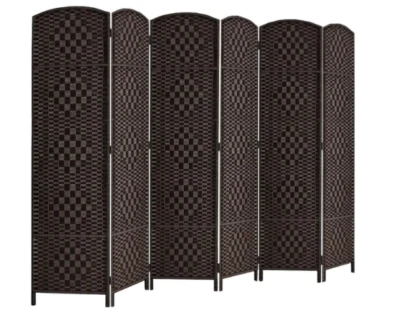 Separador de habitación plegable pantalla de privacidad pared 6 paneles tejido partición obturador ancho Foto 1 de 4