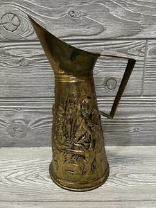 Vintage Messing Optik Krug geprägt Old English Tavern Pub Szene Made in England - Bild 1 von 6