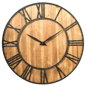 Wanduhr groß modern rund leise Batterie Haus 30 Zoll Analog Naturholz - Bild 1 von 13