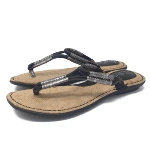 B.O.C Born Concept Gr. 7 / 38 Damen-Sandalen schwarz silber Wickelriemen Flip-Flop  - Bild 1 von 8