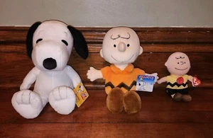 NWT Peanuts Lot Of 3: Kohls Cares Snoopy 14" Plush/ Charlie Brown Orange/ TY BB - Picture 1 of 7
