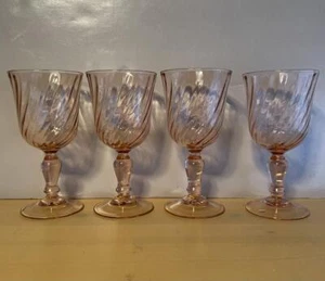 4 Arcoroc France Rosaline PINK Optic SWIRL Wine Stems 5 3/4" / 18 Available - Picture 1 of 1