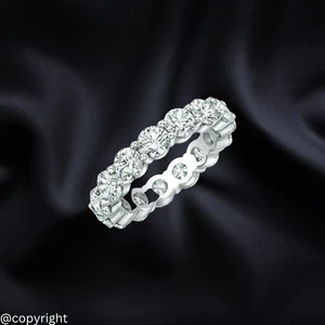 0.20 Ct Round Cut Lab Grown Diamond Eternity Band Wedding Ring 14K White Gold - Picture 1 of 2