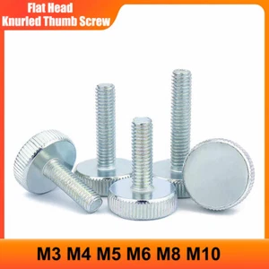 Knurled Thumb Screw Galvanized Flat Head Hand Grip Knob Bolts M3 M4 M5 M6 M8 M10 - Picture 1 of 13