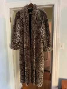 Vintage Monterey Fashions Leopard Cheetah Faux Fur Coat Full Length Size L Large - Picture 1 of 3