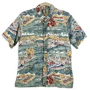 Kahala Juego Barcos de Pesca Marlin Pez Hawaiano Campamento Aloha Camisa Para Hombres L - Imagen 1 de 12