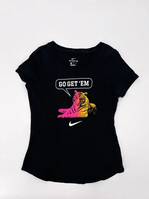 Nike Shirt Girls Medium Black T-Shirt Tee Tiger Go Get 'em Active Short Sleeve - Image 1 of 4