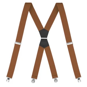Buyless Fashion Suspenders Mens - 48" Elastic Adjustable Straps 1 1/4" - X Shape - Picture 1 of 91