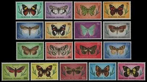 Norfolk-Insel 1976 - Mi-Nr. 184-200 ** - MNH - Schmetterlinge / Butterflies - Picture 1 of 1