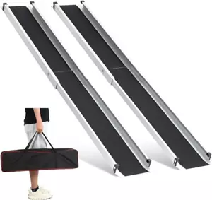 1Pair 5FT Adjustable Wheelchair Ramp 60" L X 7.4" W Telescopic Ramps for Wheelch - Picture 1 of 8