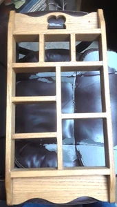 Wooden Knick Knack Wall Hanging Display Shelf Curio 5 Shelf's Heart Cut Out - Picture 1 of 1