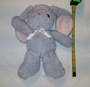 Toys R Us You & Me 2015 Gray Bunny Sad Face 8" Pink Polka dot Lovey Stuff Plush - Picture 1 of 11