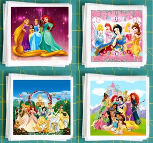 4er Set Prinzessin 8x8 Zoll Stoffplatte zum Steppen Basteln Nähen - Bild 1 von 6