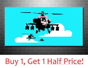 BANKSY HAPPY CHOPPER CANVAS WALL ART PRINT : Street Artwork *VARIOUS SIZES* - Picture 1 of 5