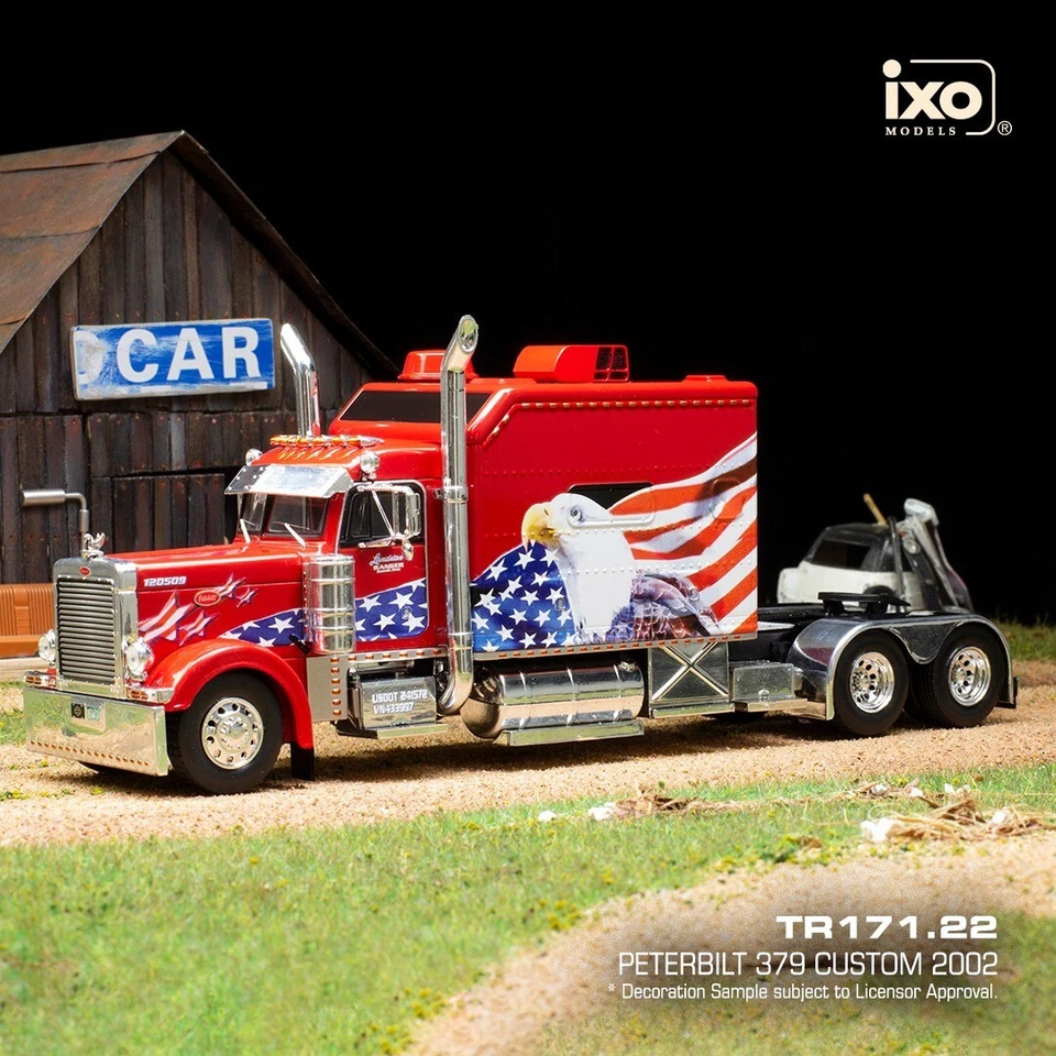IXO 1/43 TR171.22 PETERBILT 379 Custom 2002 Red/White USA Tractor Cab Rare! - Immagine 1 di 4