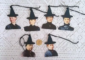 6~Halloween~Prim~Witch~Vintage~Linen Cardstock~Fussy Cut~Gift~Hang~Tags~Ornament - Picture 1 of 1