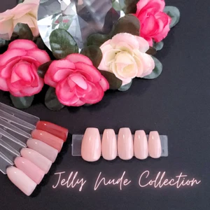 #03 Beige Pink Jelly Nude Press On Nails | Handmade | Hard Gel Glue On Nails - Bild 1 von 8
