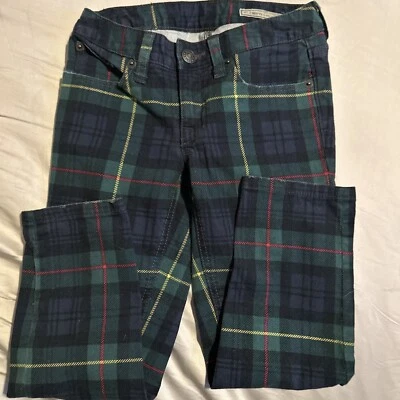 Girls size 7 Ralph Lauren plaid stretch jeans - Image 1 of 4