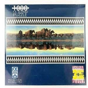 FX Schmid Jigsaw Puzzle 1000 Piece "Among The Buffalo" 3ft Panorama Puzzle USA - Picture 1 of 7