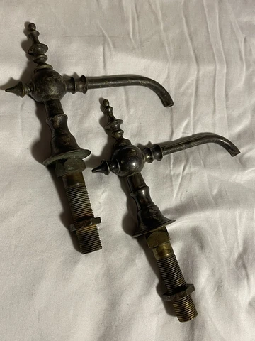 Antique Victorian Period Soda Fountain Apothecary Spigot Faucet Spout PAIR Cover