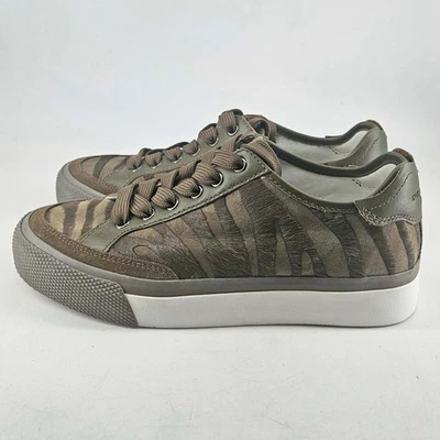 Rag & Bone RB Ejército Parte Superior Baja Cebra Rayas Cuero Pony Tenis Zapatos, 36.5 Nuevo Foto 1 de 4