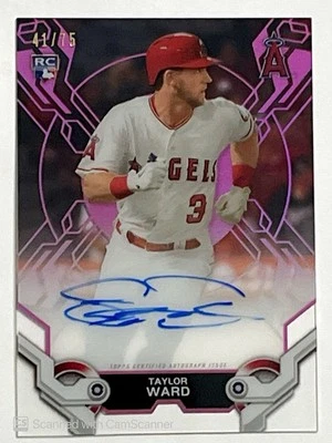 2019 Topps High Tek Taylor Ward Rookie RC Pink Auto /75 Los Angeles Angels - Image 1 of 2
