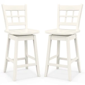 2PCS 24.5 Inch Counter Height Bar ChairsSwivel Bar Stools  W/ Hollow Backrest - Picture 1 of 9