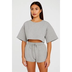 Zara Crop Neopren Top grau Freizeit Athleisure TicTok minimalistisch L 90-28 - Bild 1 von 14