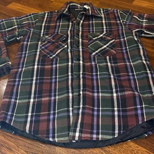 Field and Stream Vintage Shirt Jacket  Plaid Flannel Sz Lg Quilted Thick Lining - Picture 1 of 5