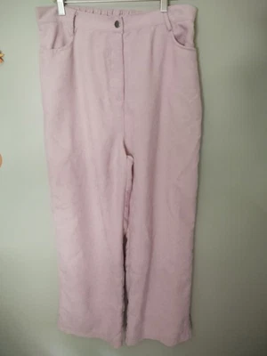 Pantalones elásticos de pana preppy elásticos lila elásticos de pierna ancha confort universitario talla L Foto 1 de 4