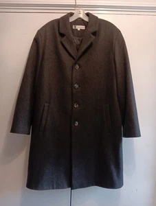 Vintage Bachrach Coat Mens M Charcoal  Wool Cashmere Blend Overcoat Long Button - Picture 1 of 21