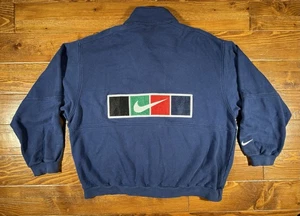 Vintage Nike Challenge Court Sweat Jacket Mens Sz XL Blue Full Zip Warmup Tennis - Picture 1 of 11